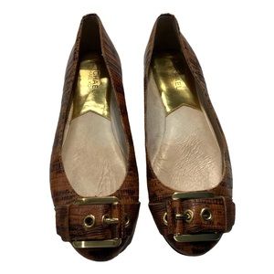 MICHAEL KORS Calder Ballet Luggage Flat Loafers Slip-Ons Size 8 1/2 Tan Brown